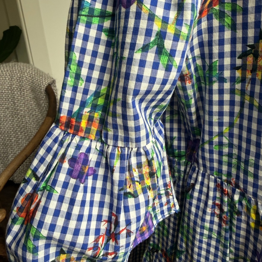 Romeo & Juliet Couture Blue Checkered Floral Dress - Picture 4 of 9